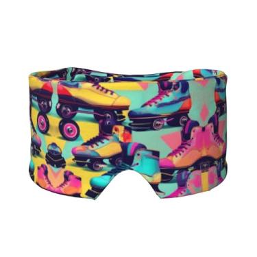 Imagem de Patins Retrô Impressão Colorida Sono Máscara Protetor de Olhos e Ouvidos Respirável Ajustável Blackout Venda Confortável