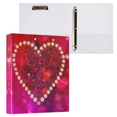 Imagem de STAYTOP Lindo organizador de fichário redondo em forma de coração, fichário de 3 anéis com prancheta (carta A4), fichário fofo para material de escritório escolar