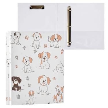 Imagem de Qilmy Organizador de fichário redondo fofo de cachorrinho de desenho animado, fichário de 3 anéis com prancheta para material de escritório escolar 173