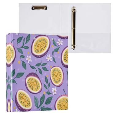 Imagem de STAYTOP Organizador de fichário redondo de maracujá fresco, fichário de 3 anéis com prancheta (carta A4), fichário fofo para material de escritório escolar