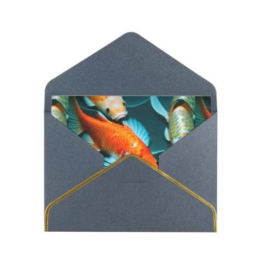 Imagem de SKKNT Cartões comemorativos HD Koi Fish Print para todas as ocasiões, convites de festa de aniversário de casamento, 12,7 x 15,2 cm