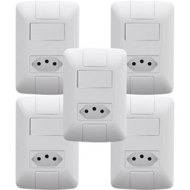Imagem de Kit 5 Tomadas com Interruptor 20A + Tramontina Tecla 6A Aria