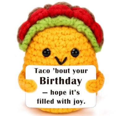 Imagem de Mini Happy Birthday Gifts for Women Men Handmade Crochet Taco Gift for Encouragement Emotional Cheer Up Support Gift for Mom Dad Grandma Coworker Friends Teachers Husband Wife Sister Birthday Party