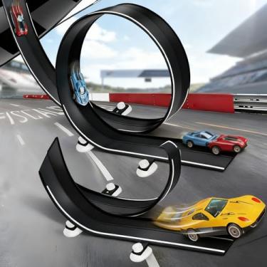 Imagem de Asixxsix Pista de Carro de Corrida Flexível, Faça você Mesmo, Construa Seu Próprio Sistemas de Pista, Habilidades Práticas, Com Ventosas Fortes para Crianças de 3 Anos ou Mais