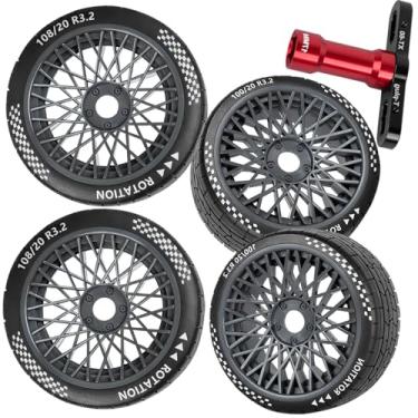 Imagem de RCMYou RC Tires and Wheels (4PCS) for 1/7 Infraction Felony FS Racing Model GT RC Car,Street Tire with Foam Inserts,Highway Wheels and Tires Set/Plastic Wheel,Titanium