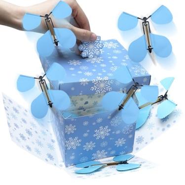 Imagem de WUEURU Caixa de presente de borboleta de flocos de neve de inverno, caixa surpresa de borboleta voadora, caixa pop-up de borboleta faça você mesmo, Natal, aniversários, inverno, dia das mães