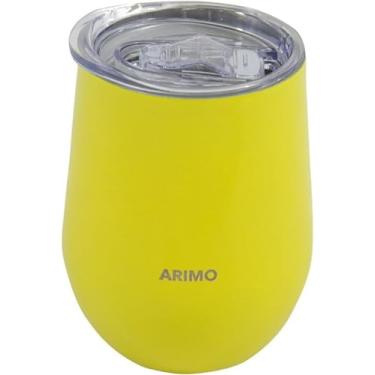 Imagem de Copo Térmico de Aço Inoxidável, 350ml, Tampa Hermética, Branco, Cilíndrico, Moderno, para Bebidas Quentes e Frias amarelo