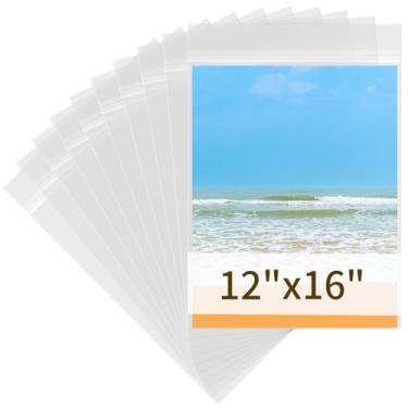 Imagem de Svaldo Pacote com 100 sacos de celofane 12 x 16 – livre de ácido 1,57 mil (lado único) capas protetoras de jornal resistentes grossas autoadesivas 30,5 x 40,6 cm, capas de plástico transparente para