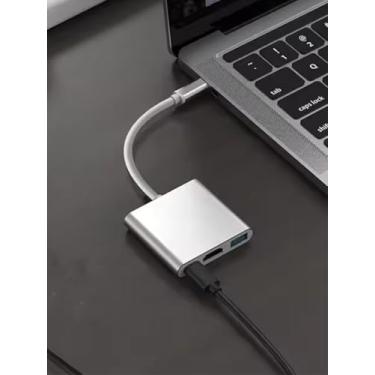 Imagem de Cabo adaptador multiportas USB C para HDMI com porta de carregamento, hub USB C, adaptador tipo C para USB com HDMI 4K, USB3.0, entrega de energia de 100 W, suporta transferência de dados de alta