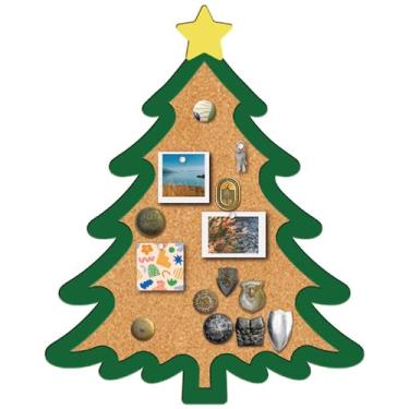 Imagem de CRASPIRE Broche de árvore de Natal, quadro de cortiça, quadro de avisos, emoldurado, quadro de madeira decorativo, 19 x 24 cm, suporte de lapela, broche de memória, para casa, escritório, escola, sala
