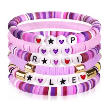 Imagem de TINAZG QWIE Conjunto de pulseiras estilo K, 6 peças, contas coloridas, amizade para fãs, acessórios de presente de festa de aniversário BFF para mulheres e adolescentes