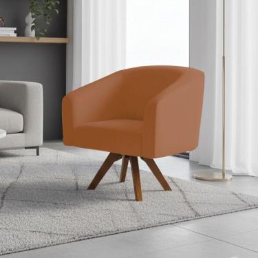Imagem de Poltrona Sala Decorativa Stella Base De Madeira Giratória Mm30 Sintético Pu D03 - D'rossi Whisky