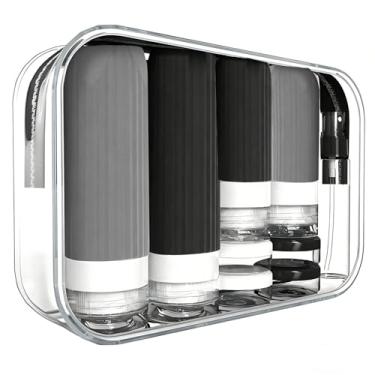 Imagem de Udihch Conjunto de garrafas de viagem, pacote com 16, recipientes de higiene pessoal aprovados pela TSA à prova de vazamento, kit recarregável para espremer Viajero para mulheres, para xampu