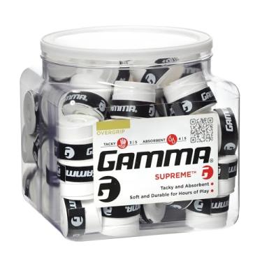 Imagem de GAMMA Sports Supreme Overgrip para raquetes de tênis, pickleball, squash, badminton e raquete, pote 60, branco