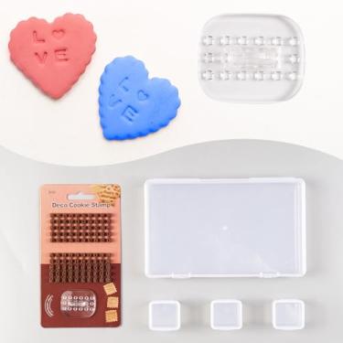 Imagem de DIYOOHOMY Carimbos de letras para argila, conjunto de carimbos de cerâmica com número do alfabeto, ferramentas de argila de cerâmica de polímero, gravador de fondant pequeno e cortadores de biscoito