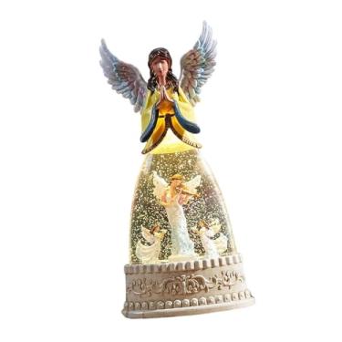 Imagem de BLWOTMOR Globo de Neve Natalino com Caixa de Música, Estátua de Anjo Como Centro de Mesa com Função de Iluminação, Luz Noturna, Objeto Decorativo Ideal para Qu, Style D, Tamanho real