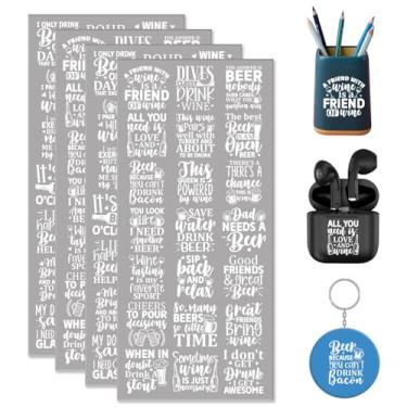 Imagem de Dorsbaby Citações de álcool 84 peças UV DTF adesivos para chaveiros AirPods capas decalques para fones de ouvido Bluetooth, telefone, notebook, mini copos