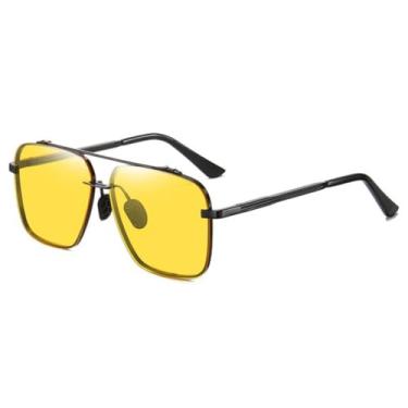 Imagem de JRLLFD Óculos de sol UV400 retangulares vintage grandes polarizados masculinos retrô (MP190 amarelo preto)