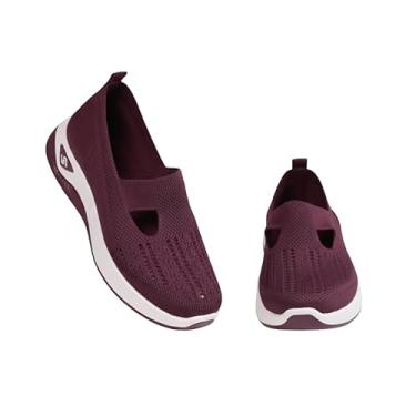Imagem de Tênis Feminino Leve e Confortável para Caminhada e Treino – Respirável, Cabedal em Malha, Roxo, Nº 36