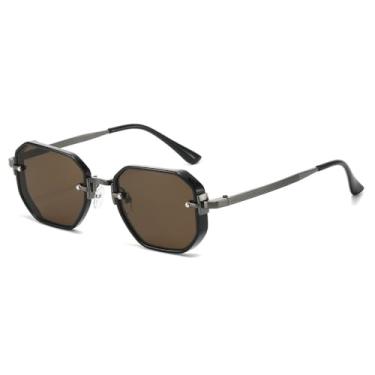 Imagem de Óculos de Sol UV400 - Armação Pequena Punk com Lentes Metálicas Degradê para Homens e Mulheres, Ideais para Esportes ao Ar Livre, Corrida e Ciclismo, Gun Tea