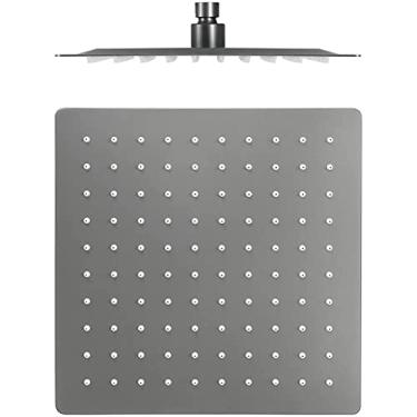 Imagem de Chuveiro de aço inoxidável, cabeça de chuveiro de alta pressão, chuveiro fixo de função única, bocal de silicone antientupimento, 20 cm