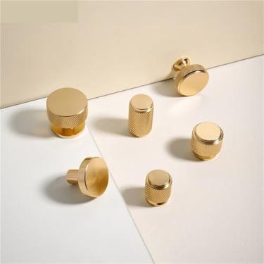 Imagem de HTNAFONI Puxadores de porta de armário simples redondos pretos dourados prateados puxadores de porta de armário e puxadores de gaveta ferragens de móveis 1 peça (831-ouro)