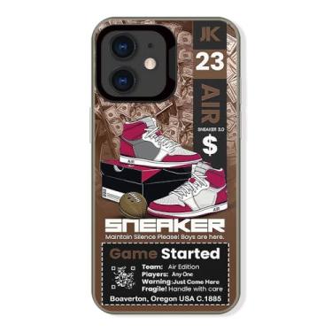 Imagem de Cairiocoin Capa de telefone da marca de calçados esportivos compatível com iPhone 12/12 Pro 6,1 polegadas, Cool Ins Off Tênis clássico etiqueta branca ou preta estética antiderrapante à prova de