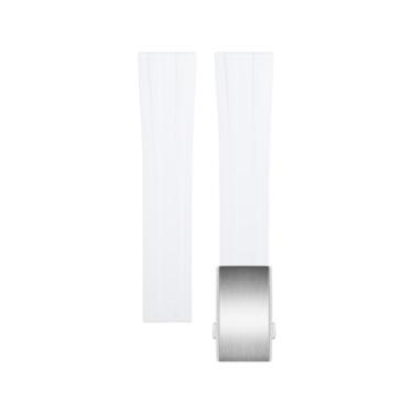 Imagem de HEPUP Pulseira de relógio fluororubber de 20/21/22 mm adequada para TAG Heuer MONACO Carrera AUTAVIA Aquaracer 300 pulseira fluorora F1 preta vermelha (fivela prata branca, 22 mm)