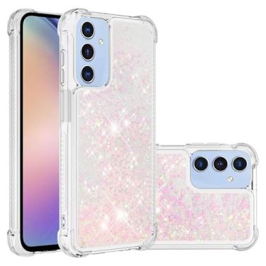 Imagem de COTDINFOR Compatível com Samsung Galaxy A17 5G Capa de celular feminina com glitter brilhante, líquido, transparente, fluindo, areia movediça, à prova de choque, TPU protetora, feminina, feminina