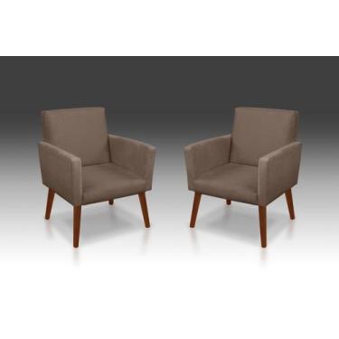 Imagem de Kit 02 poltrona nina suede capucino- modena decor  - CASA DA POLTRONA