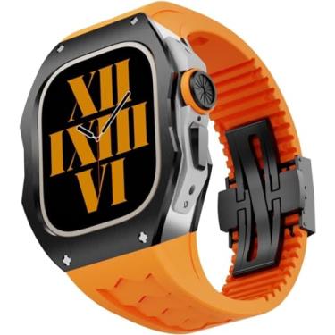 Imagem de EKSIL Pulseira de borracha de liga de titânio, para Apple Watch Ultra 2 49 mm, caixa de relógio masculino Rm pulseira respirável esportiva, para série Iwatch Ultra 2 49 mm acessórios de substituição