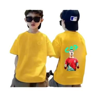 Imagem de Camiseta De Algodão Respirável Para Meninos Verão CR7 Estampa Legal Mo