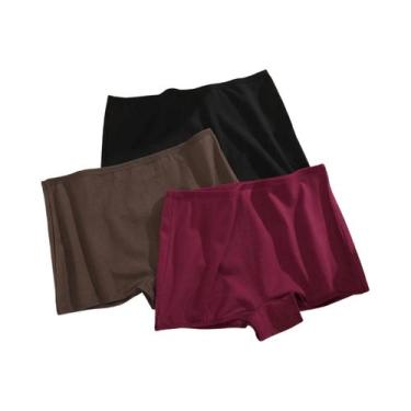Imagem de Calcinhas De Algodão Sem Costura Femininas 3PCS, Cintura Média, Respir