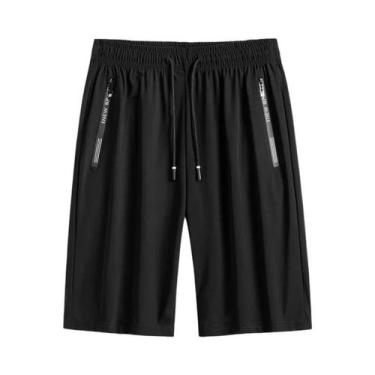 Imagem de Bermudas Casuais Masculinas plus Size 6XL 7XL Em Seda Gelada, Elástica