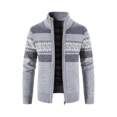Imagem de Cardigan Masculino De Tricô Com Gola Alta Estilo Coreano, Suéter Casua