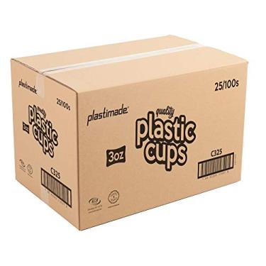 Imagem de [2500 unidades] Plastimade Copos descartáveis reutilizáveis de plástico transparente de 85 g para beber, banheiro, enxágue, teste, medicamentos, festa, casa, escritório, água, suco, crianças. 25