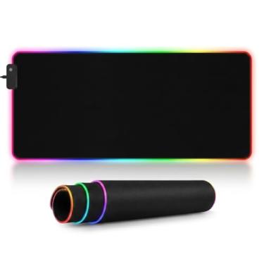 Imagem de Mouse Pad Gamer RGB 80x30cm Grande: Base Speed, 11 Modos de Luz LED e Antiderrapante.