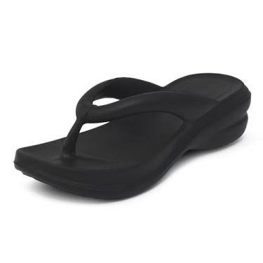 Imagem de Sandália Feminina Nuvem Ortopédica Plataforma em EVA, Chinelo Anatômico Antiderrapante com Palmilha Amortecida, Salto 5cm, Verde Lima (Preto, BR, Adulto, Faixa Numérico, 33, 34)