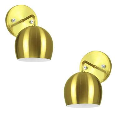 Imagem de Kit 2 Arandela Aluminio Bola Dourado 23x25cm - MARRYLUZ