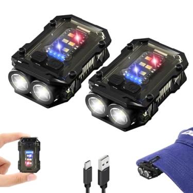 Imagem de VOHIVI Mini lanterna com clipe recarregável, chaveiro EDC, luz compacta de bolso para trabalho noturno, corrida, caminhada, acampamento, pesca, caminhada, cachorro, carregamento USB C, luz de aviso