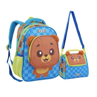 Imagem de Kit Mochila e Lancheira Creche Escolar Animais-Unissex