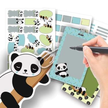 Imagem de Etiqueta Escolar Menino com TAG + Caneta (Panda Azul, Etiquetas + 2 TAGs)