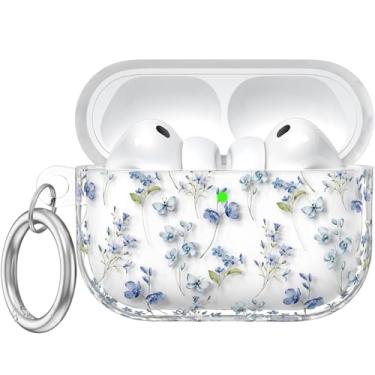 Imagem de Dgege Capa para AirPods Pro 3 (2025), capas protetoras de TPU macio para AirPods Pro 3ª geração com chaveiro. Linda flor compatível com Apple AirPods Pro 3 para mulheres e meninas, LED frontal visível