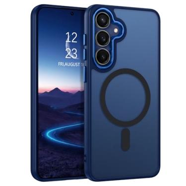 Imagem de DUEDUE Capa magnética para Samsung Galaxy S25 FE [compatível com Magsafe], capa protetora traseira fosca translúcida antiarranhões à prova de choque para Galaxy S25 FE 5G 6,7 polegadas, azul escuro