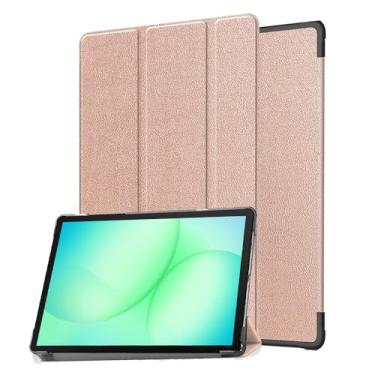 Imagem de SFFINE Capa para Samsung Galaxy Tab A11 Plus 2025/A9 Plus 2023 de 11 polegadas, capa protetora de três dobras para tablet Galaxy Tab A11+/A9+, despertar/hibernar automaticamente (ouro rosa)