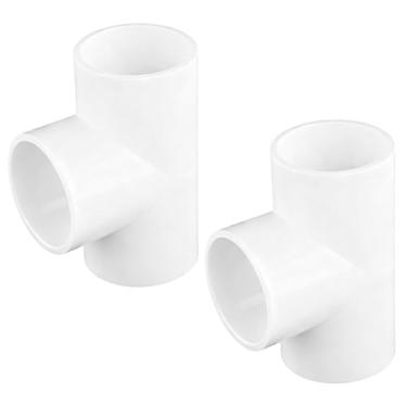 Imagem de 2 peças de conector de 3 vias de encaixe de PVC de 3,5 cm, adaptador de encaixe de tubo em T resistente, conectores de soquetes deslizantes, sistema de irrigação por gotejamento, soquete x soquete