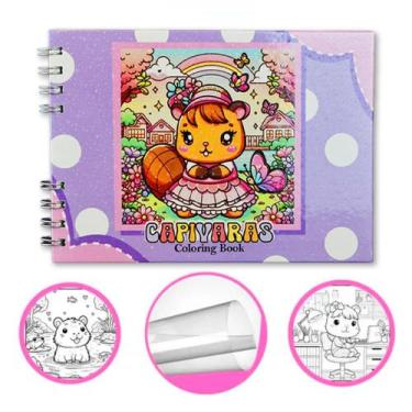 Imagem de Livro Colorir Capivaras Coloring Book Infantil 50 Folhas Desenhos Pint