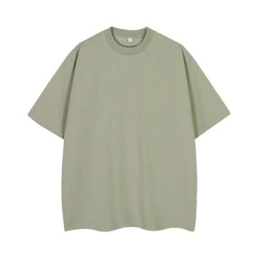 Imagem de Camiseta Masculina De Verão Oversized 260GSM Moda Coreana Manga Curta 