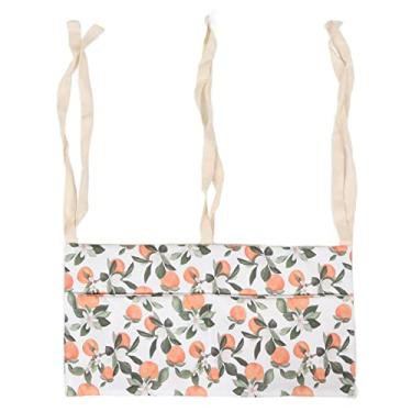 Imagem de Organizador de cama de bebê em algodão estampado de alta capacidade ajustável para pendurar fraldas com 2 bolsos, perfeito para armazenamento de cabeceira de bebê, ideal para (Laranja)