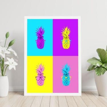 Imagem de Quadro Decorativo Abacaxis Pop Art 60X40Cm Moldura Branca